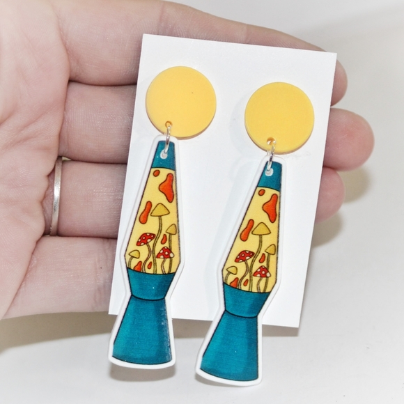 Trippy mushroom lava lamp earrings - Picture 8 of 10